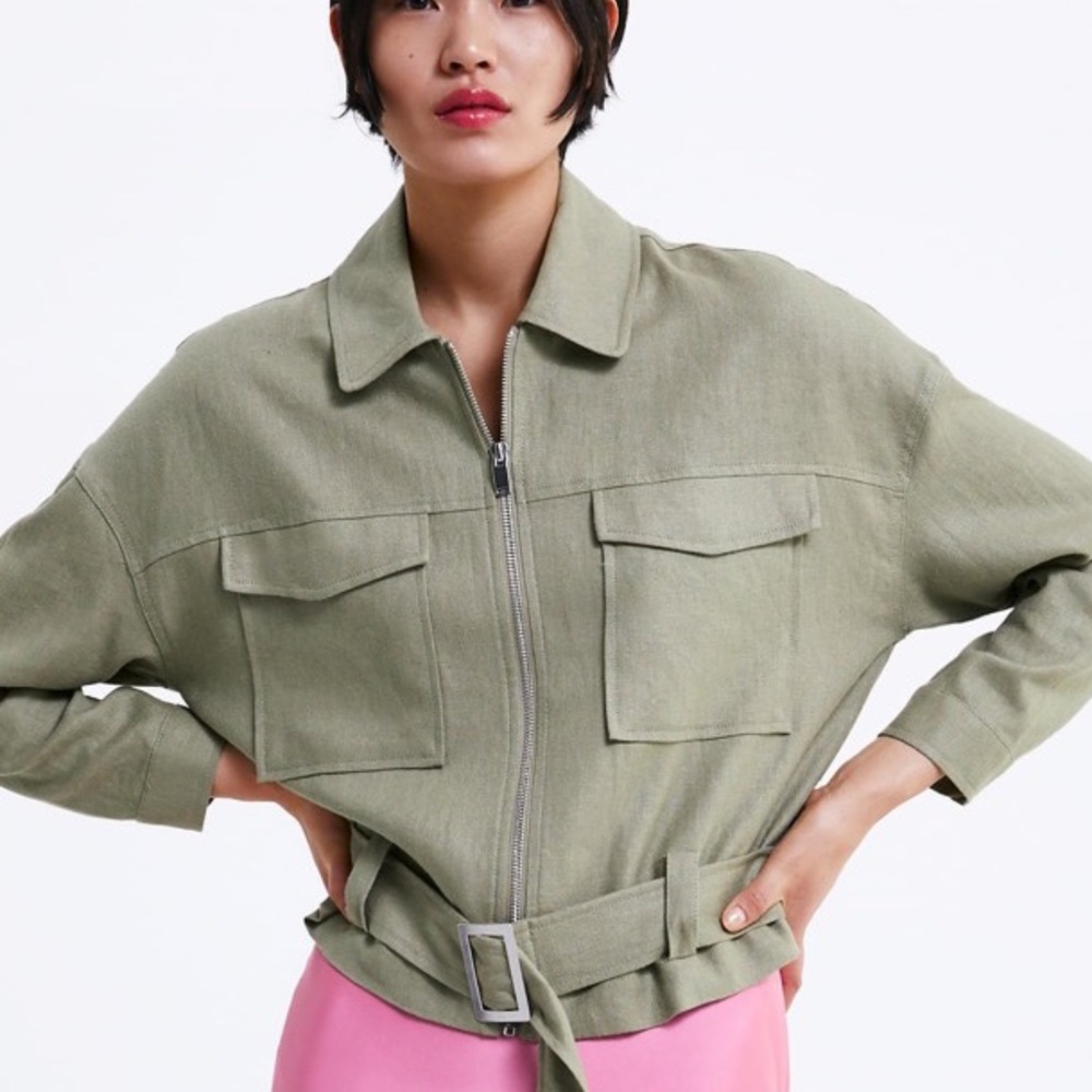 Zara cropped belted jacket